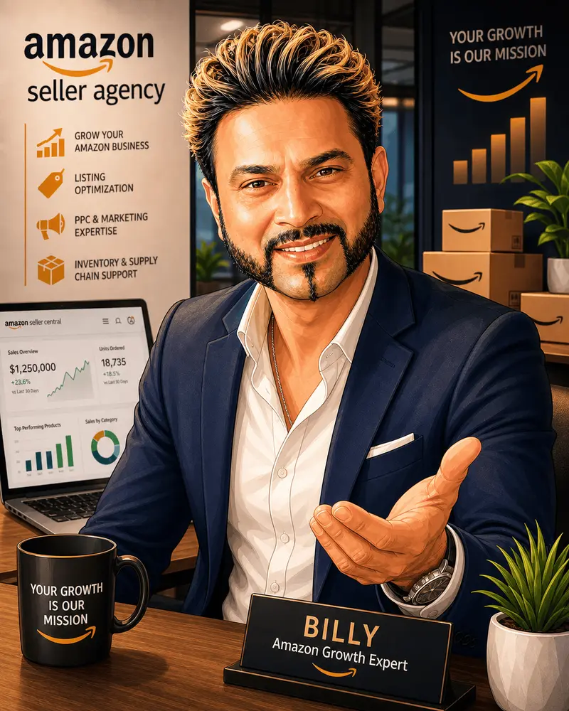 Billy Kukadia reviewing an Amazon listing audit at his UK desk